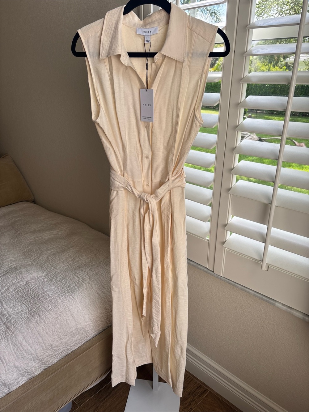 NWT Reiss Morgan Sleeveless Midi Shirt Dress Size 8 Cream - Picture 4 of 12